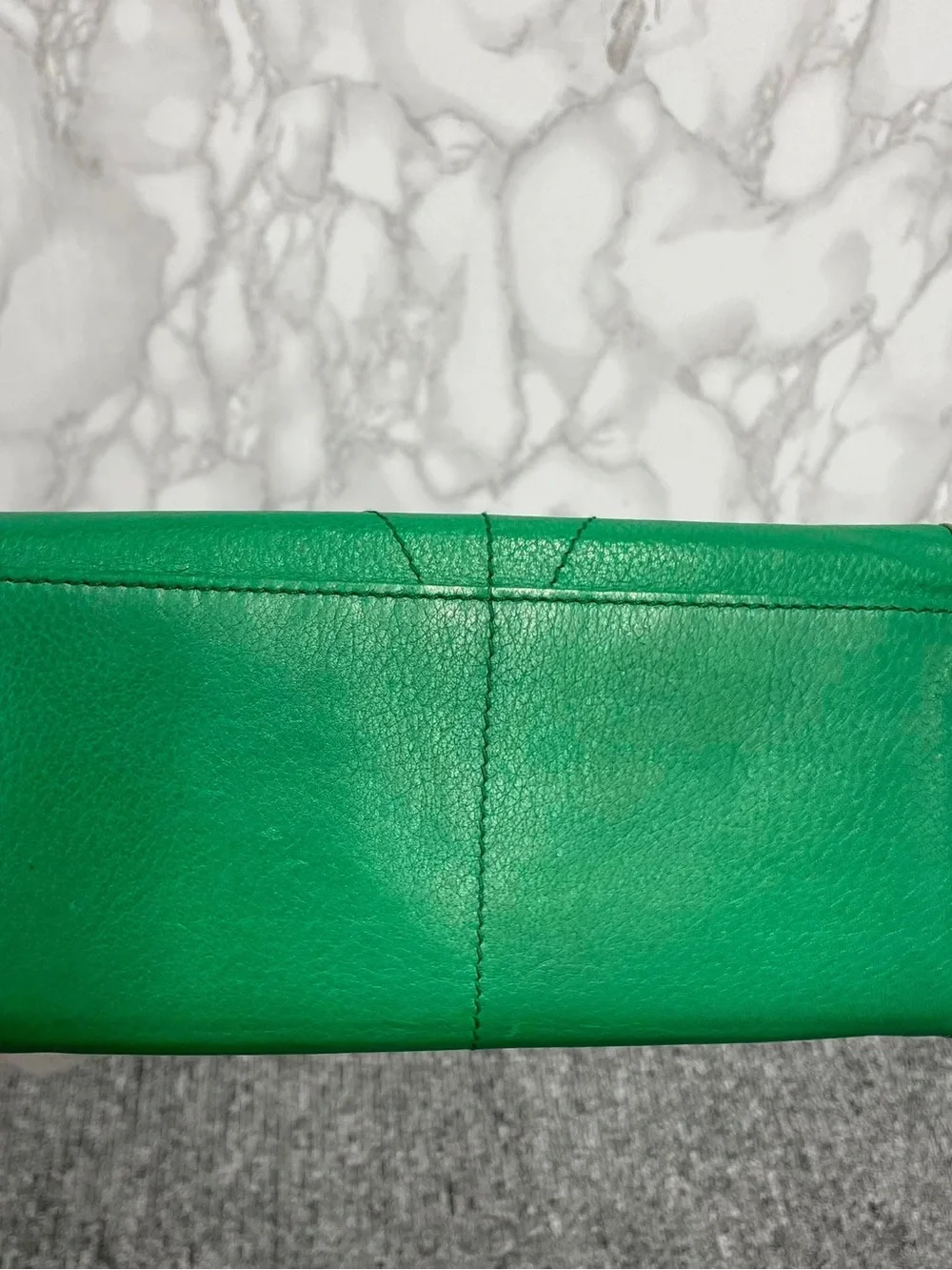 Dior Emerald Green Leather Wallet with Silver-Tone Bar